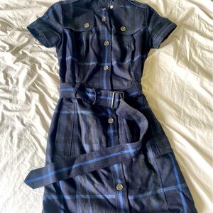 Burberry Blue Check Wool Dress